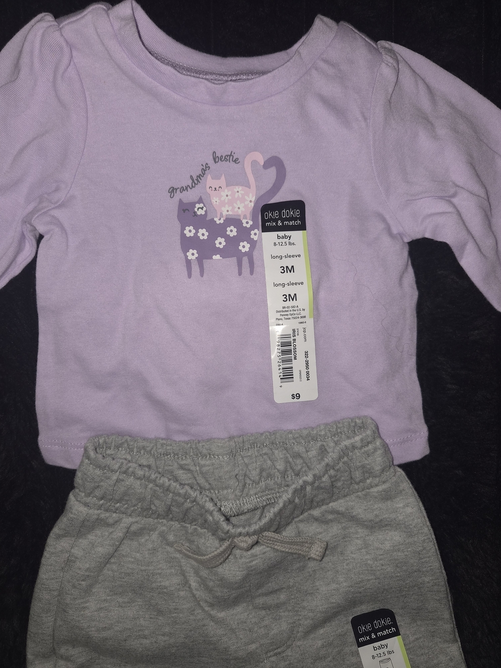 Okie Dokie Lilac 'Grandma's Bestie' Baby Pajama Set - 3M